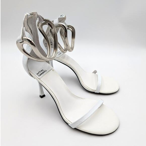 Jeffrey Campbell Cuff It Ankle Strap Sandal Women's White/Silver Size US10 EU41 - Picture 11 of 11